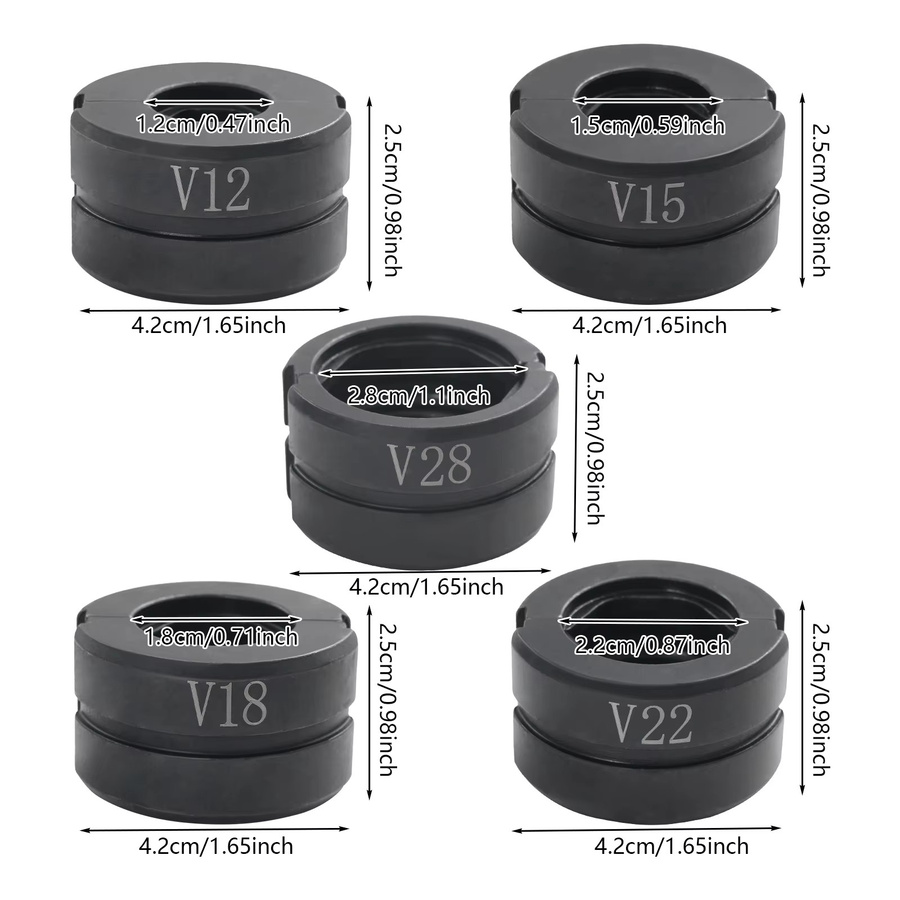 Rohrpresszange mit V-Kontur von Bymaocar aus Cr40-Stahl in Schwarz mit den Größen 12mm, 15mm, 18mm, 22mm und 28mm - Bild 3