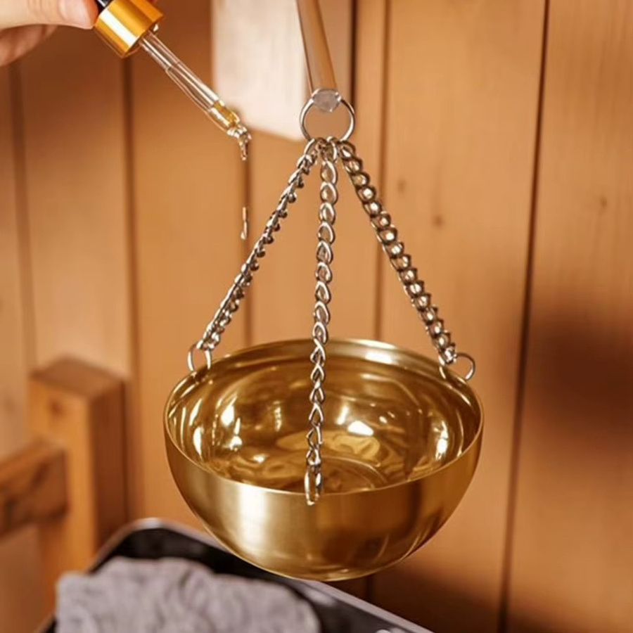 LEENKEA Sauna-Ölbehälter aus Edelstahl in Gold als Aromatherapie-Ölhalter und Duftöl-Diffusor-Schale - Bild 2