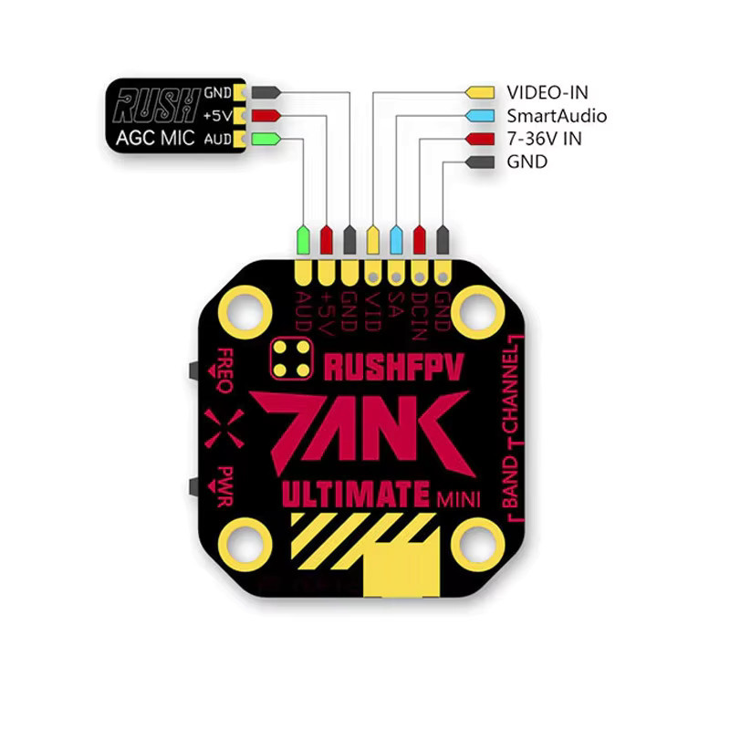 Rush Tank Ultimate MINI FPV-Sender 5,8 GHz 48CH RaceBand Schwarz 20x20 mm stapelbar - Bild 2