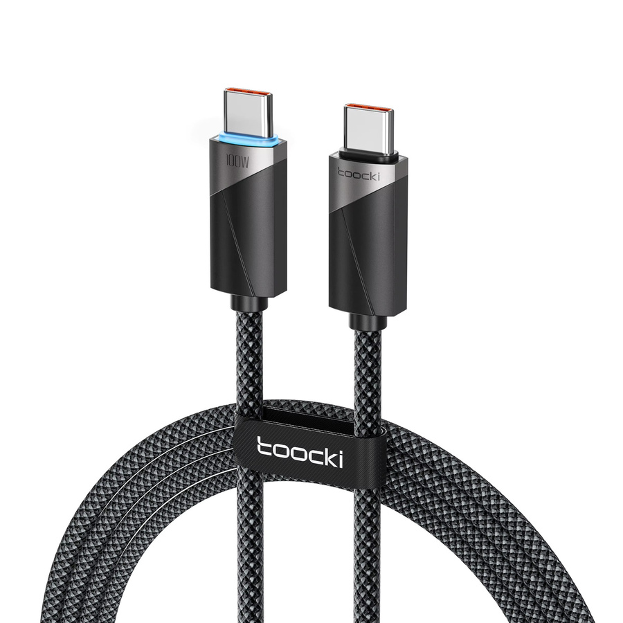 Toocki USB C zu C Kabel mit 100 W PD Schnellladefunktion und E-Marker Chip, 5A Datenkabel für iPhone, iPad, Samsung und Xiaomi, Schwarz/Grau - Bild 1
