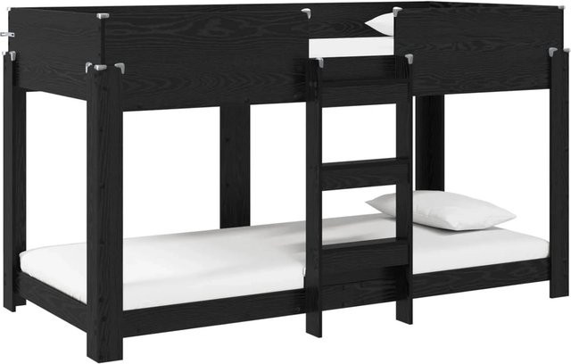 vidaXL Etagenbett für Kinder in Schwarz und Eichen-Optik, modernes Design aus Holzwerkstoff, B/T/H: 90 x 200 cm - Bild 1