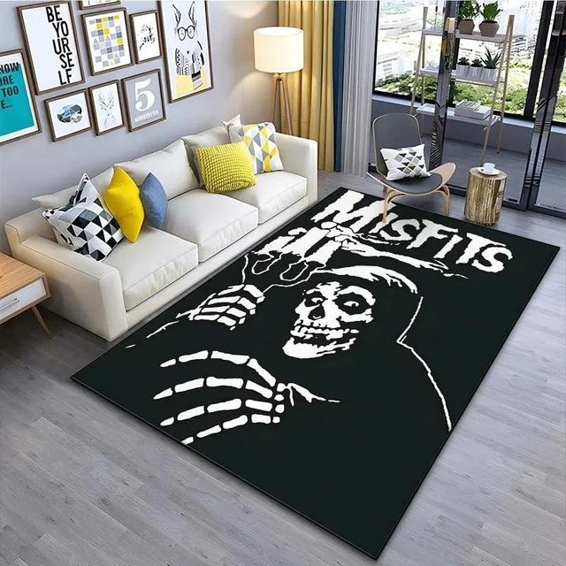 M-Misfits Gemusterte Fußmatte in Schwarz, B/T/H: 60 x 40 x 1 cm - Bild 1