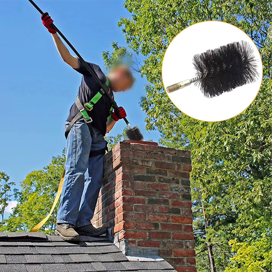 Vibratite Edelstahl Draht-Reinigungsbürste rund für Schornstein und Kamin, Farbe: Silber - Bild 3