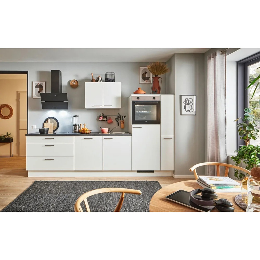pino Küchenzeile Weiß Matt mit 1 Geräteschrank und 1 Apothekerschrank, Breite: 290 cm - Bild 2