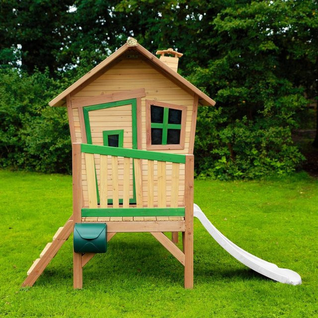 AXI Spielhaus Robin in Braun und Grün mit weißer Rutsche, B/H/L: 264 x 203 x 177 cm - Bild 1
