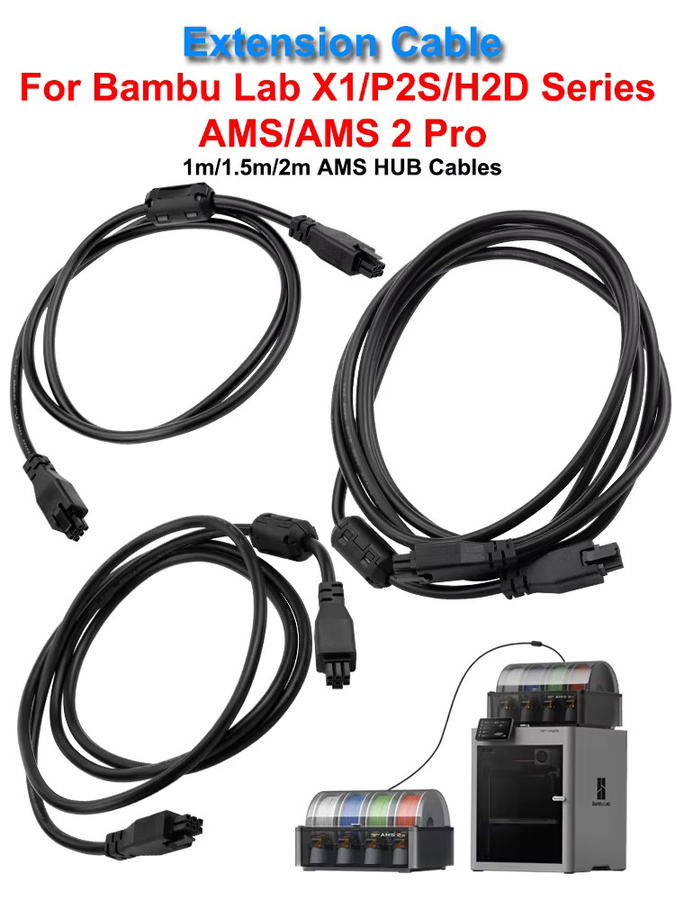 Bambu Lab AMS HUB-Verlängerungskabel 6-polig mit Magnetring für X1/P2S/H2D Serie, Schwarz, 1m - Bild 7