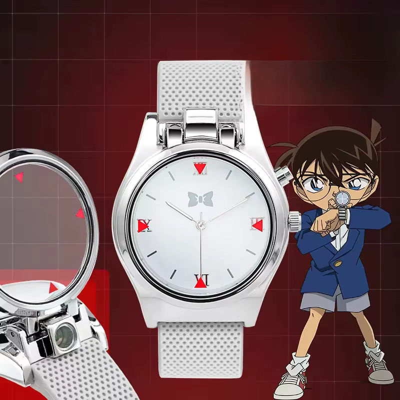 Bandai Detektiv Conan Anime Quarzuhr Shinichi Cosplay Armbanduhr für Kinder in Silber - Bild 5