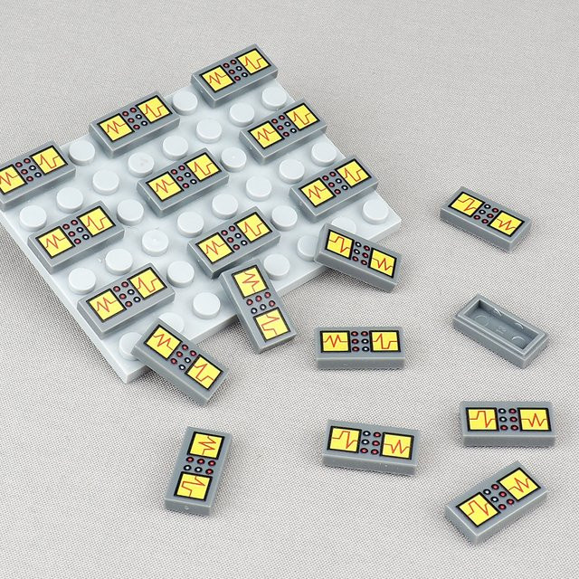 SixBricks MOC 3069 Elektronische Bildschirm Muster Bausteine Set, 10 Stück, Schwarz und Rot - Bild 1