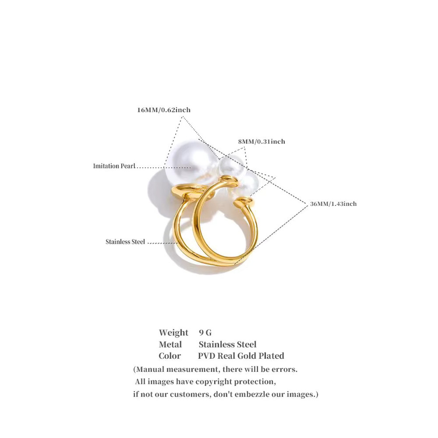 Yhpup Ring, Edelstahl, Perlen, Damen, Größe 6,5 - Bild 3