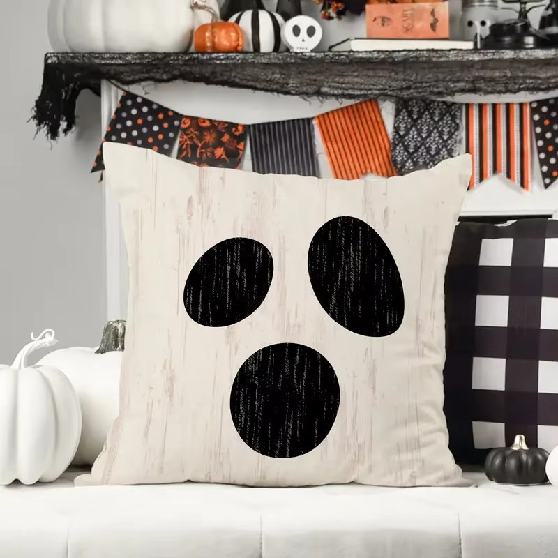 Halloween Kissenbezug mit Charakter-Ausdrücken für Sofa und Couch, Mehrfarbig, Breite: 45,72 cm, Breite: 45,72 cm - Bild 4