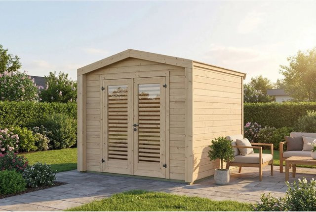 Weka Holz-Gartenhaus Killarney mit Satteldach in Natur Unbehandelt B/T/H: 263 x 261 x 241 cm - Bild 1
