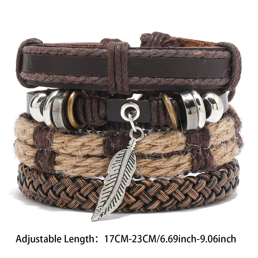 Armbänder Leder, Holz Perlen, Vintage, Herren - Bild 2