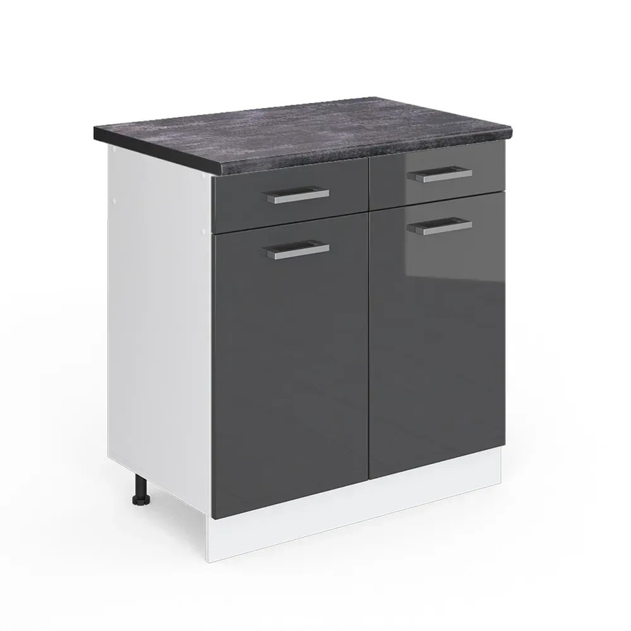 Vicco Küchenunterschrank R-Line in Anthrazit Hochglanz und Weiß, B/T/H: 80 x 60 x 81,6 cm - Bild 2