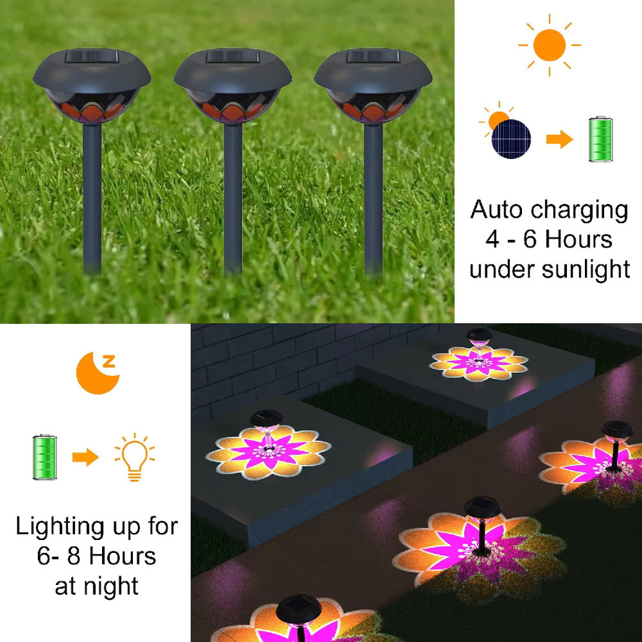 WELPUR Solarbetriebene Gartenleuchte Außenprojektionsleuchte IP65 Wasserdicht für Garten und Balkon - Bild 2