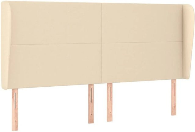 vidaXL Kopfteil mit Ohren in Creme Beige, gepolstertes Kopfteil aus Stoff, B/T/H: 203 x 23 x 118 cm - Bild 1