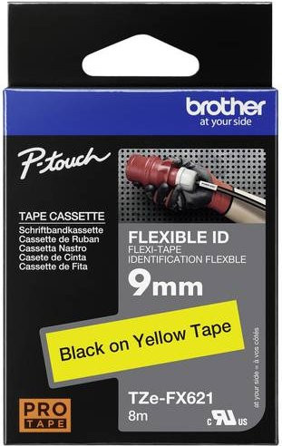 Brother TZe-FX621 Beschriftungsband Gelb mit schwarzer Schrift, Breite: 9 mm, Länge: 8 m - Bild 1
