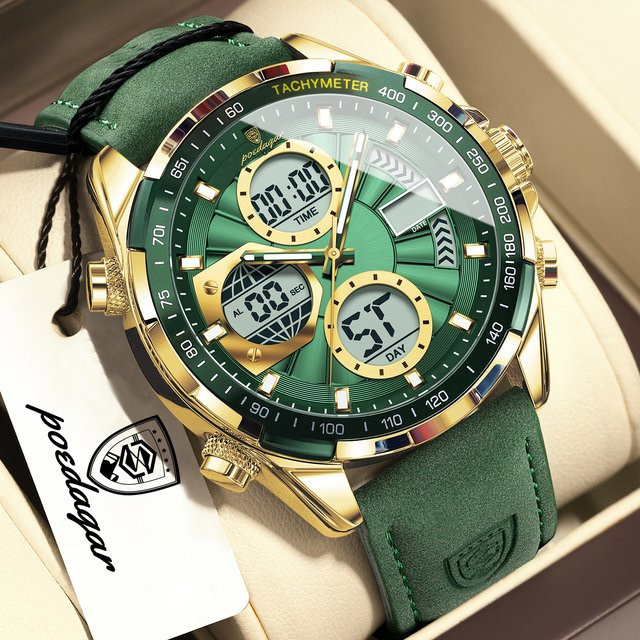 POEDAGAR Armbanduhr, Digitaluhr, Quarz, Blau, Silber, Herren - Bild 1