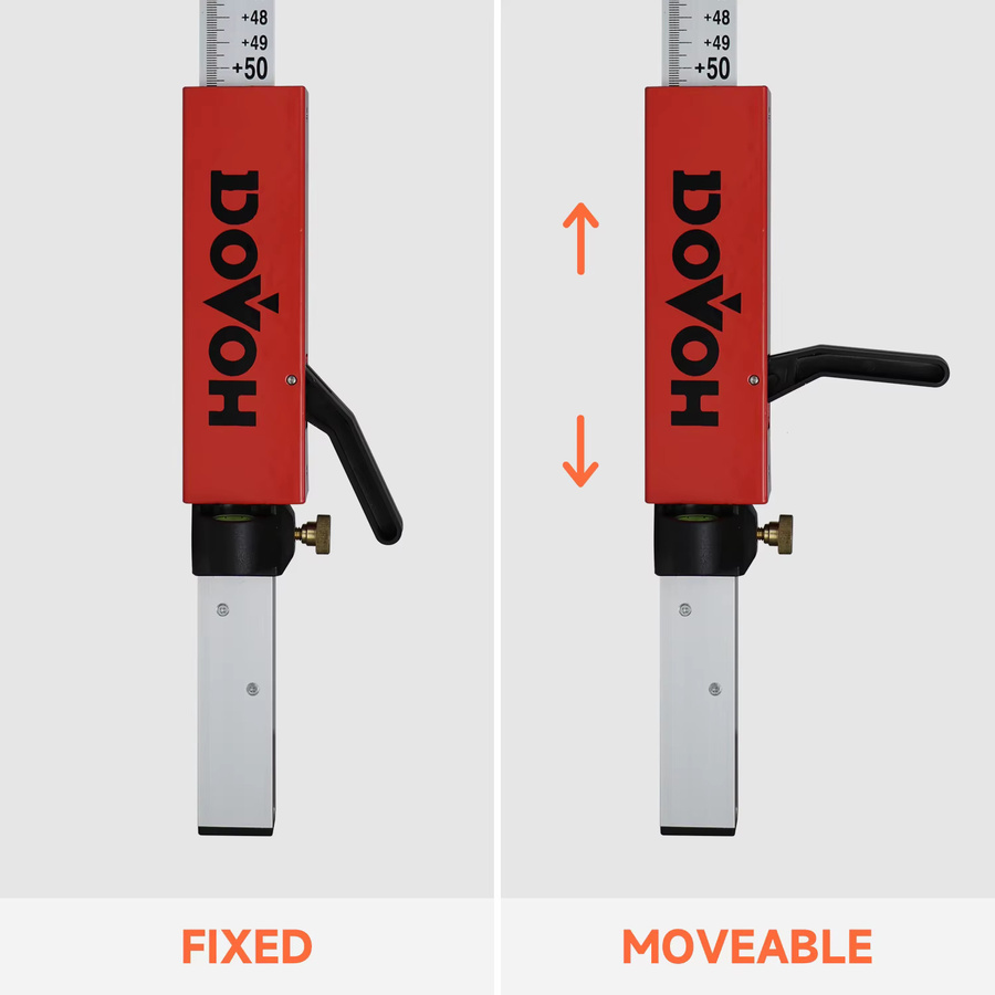 DOVOH Laser-Nivellierstab aus Aluminium mit Schnellverschluss-Schieber für Laserempfänger, rot, verstellbar bis 2,4 m - Bild 2