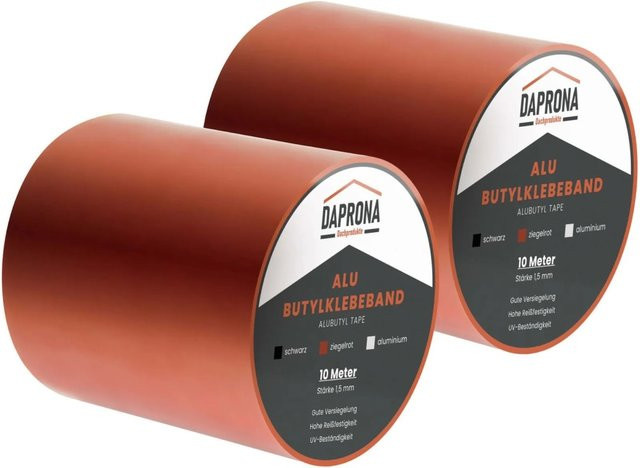 Daprona Butylband Dichtband als Reparaturband in Ziegelrot mit Silber, Breite: 150 mm, Länge: 10 m (2 Rollen) - Bild 1