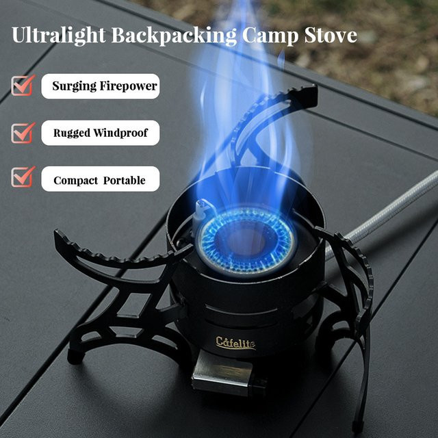 SmiloDon Tragbarer Campingkocher 3500W Ultraleicht 410g Outdoor-Gasbrenner in Schwarz für Wandern, Backpacking und Picknick - Bild 1