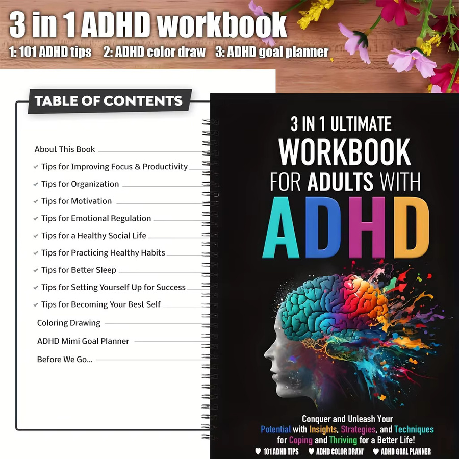 3-in-1-ADHS-Arbeitsbuch von BOHY: Master Focus Zeitmanagement und Angstbewältigung mit 101 Tipps, Techniken und Strategien sowie Notizbuch zum Ausmalen für Erwachsene in Multicolour - Bild 2