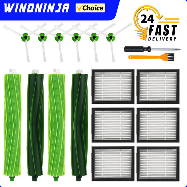 Ersatzset für iRobot Roomba i2 i3 i4 i6 i7 i8 E5 E6 E7 mit Hauptbürste, HEPA-Filter und Seitenbürste für Tierhaare - Bild 1