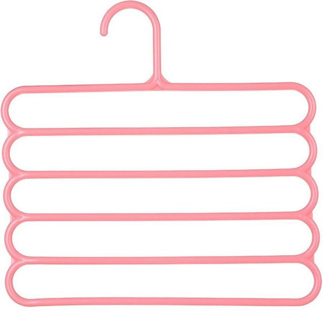 Yiran Furniture Mehrschichtiger Hosenbügel mit 5 Ebenen zur platzsparenden Aufbewahrung von Hosen und Schals in Pink - Bild 1