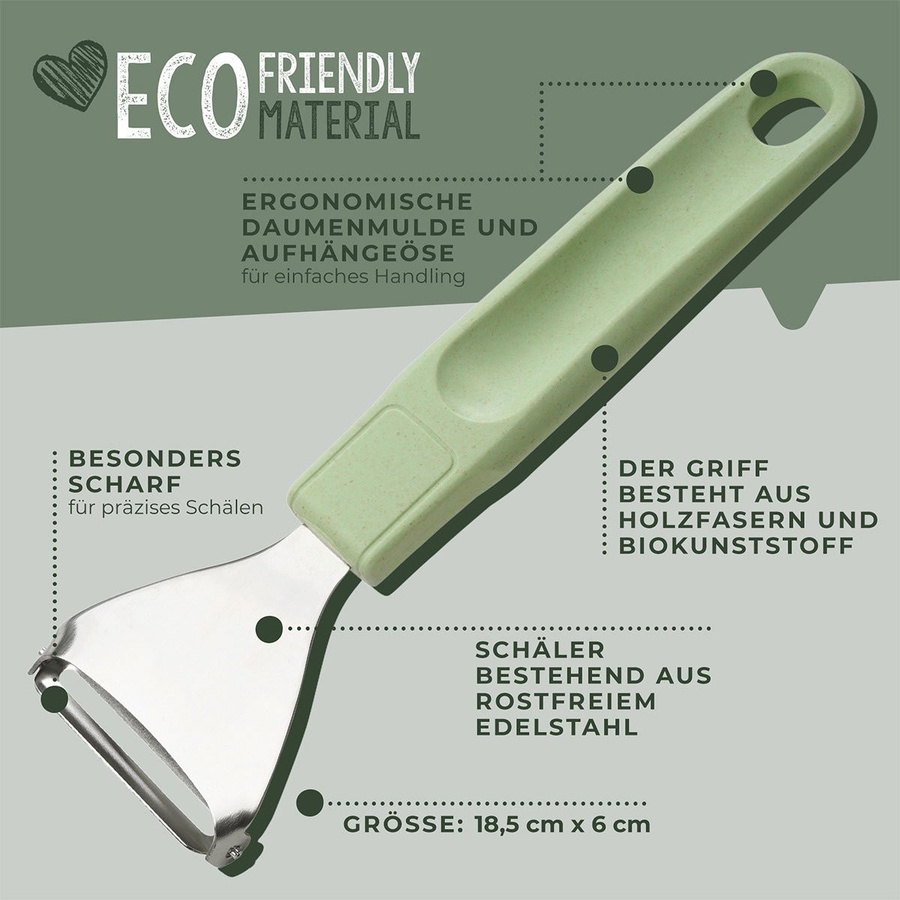 Fackelmann Ecolution Ziehschäler aus Edelstahl und Kunststoff in Grau und Grün, Länge: 18 cm - Bild 2