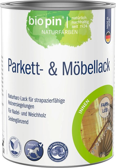 Biopin Parkett & Möbellack Farblos Satin-Glanz 2,5 l - Bild 1