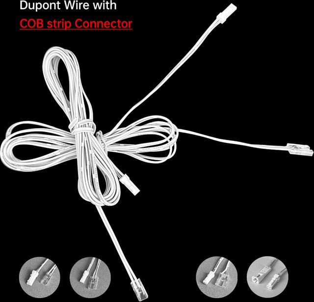 Dupont-Verlängerungskabel mit 2-Pin COB-Stecker für 12V und 24V, Farbe: Weiß, Länge: 2 m - Bild 1