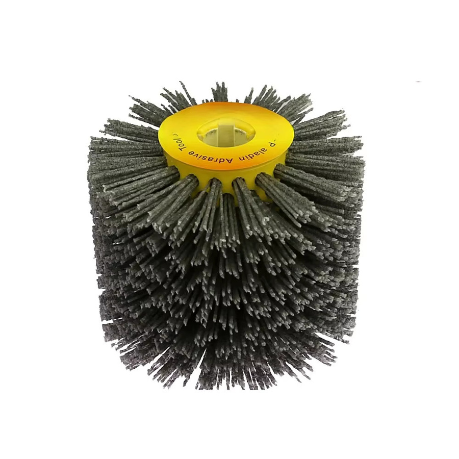 Nylon-Schleifdrahttrommel-Polierscheibe von RAMS BRALIN in Grau für Holz- und Metallbearbeitung, Durchmesser: 120 mm, Breite: 100 mm, Höhe: 19 mm - Bild 1