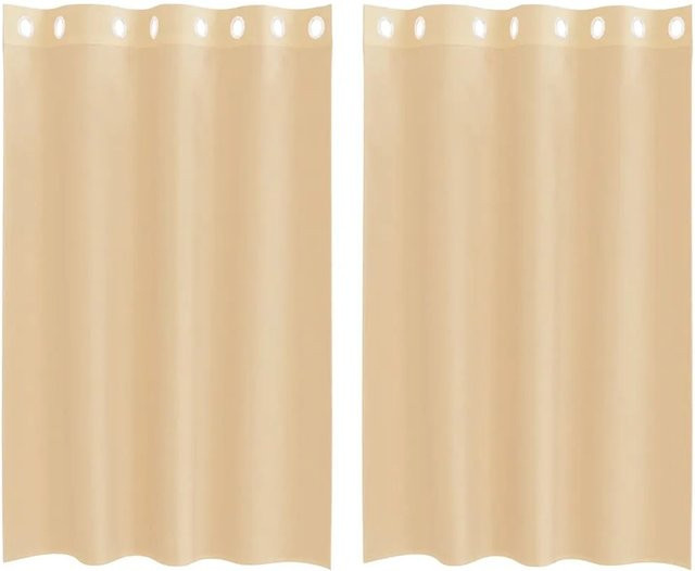 vidaXL Voile Vorhänge mit Ösen, 2er-Set, Sand, halbtransparent, Polyester, Breite: 140 cm, Höhe: 175 cm - Bild 1