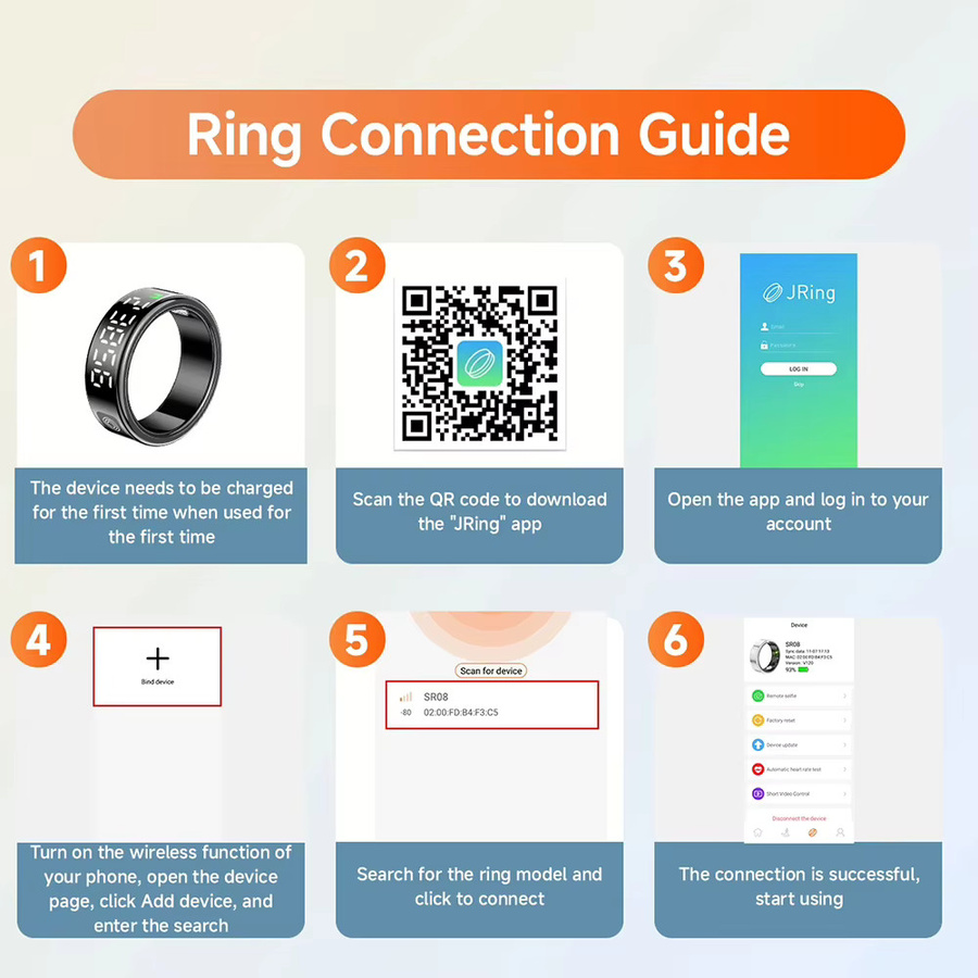 Ola Esporte SR08 Smart Ring mit LED-Display für Damen und Herren in Gold oder Schwarz mit Herzfrequenz- und Blutsauerstoffüberwachung sowie 5ATM Wasserdichtigkeit - Bild 2