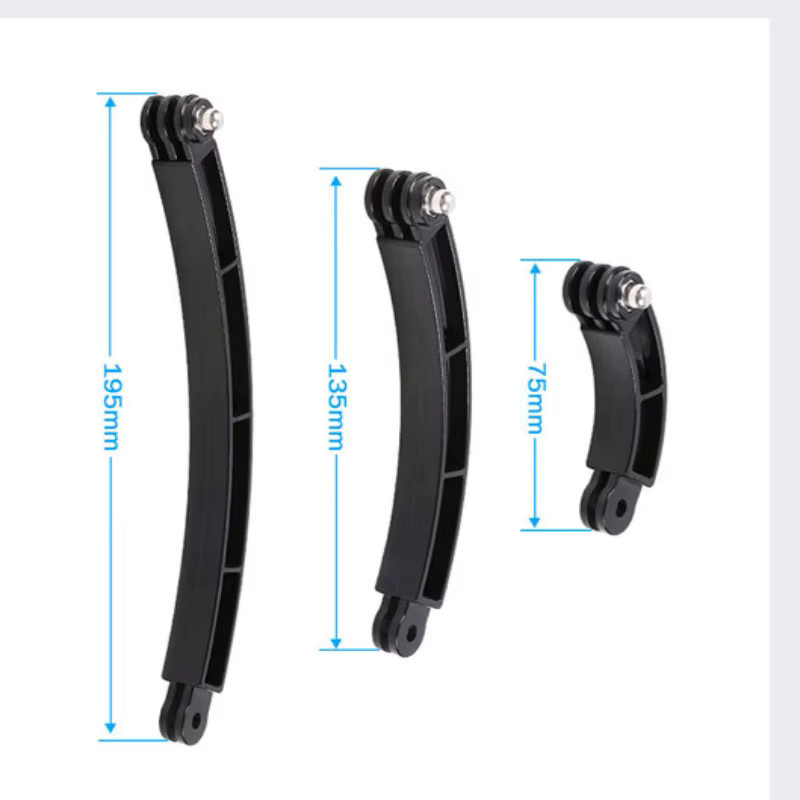 DIXSG Action Kamera Rahmen mit 3-Wege gebogenem Verlängerungsarm und Helmhalterung für GoPro Hero 11 10 9 8 7, DJI Action 3 und Xiaomi Action, Farbe: Schwarz - Bild 2