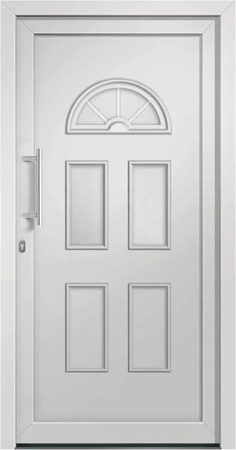vidaXL Haustür in Weiß mit Glaseinsatz aus Aluminium und Stahl, B/H: 88 x 190 cm - Bild 1