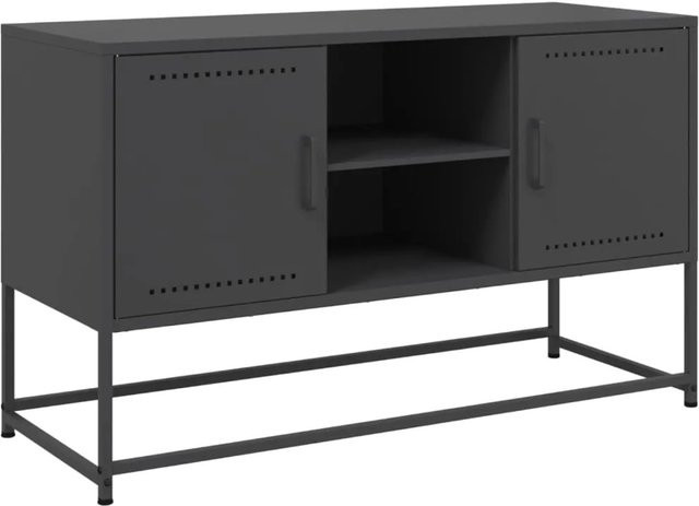 vidaXL TV-Schrank aus Stahl in Schwarz Matt im Industrie-Stil, B/T/H: 100,5 x 39 x 60,5 cm - Bild 1