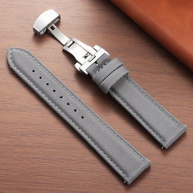 BY-house Uhrenarmband Segeltuch, grau, 20mm, 22mm, Unisex - Bild 1