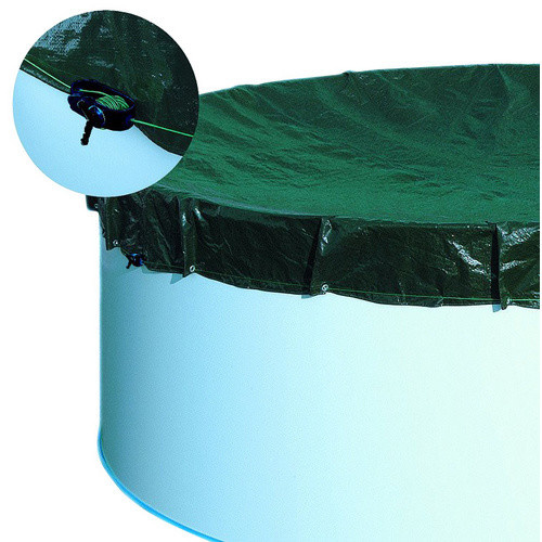 Sunfun Ganzjahresabdeckplane rund aus Polyethylen, Farbe: Grün, Breite: 550 cm - Bild 2