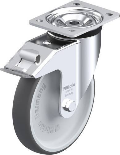Blickle LK-PATH 200R-FI Lenkrolle mit Feststeller in Silber und Grau, Rad-Durchmesser: 20 cm, Tragfähigkeit: 500 kg - Bild 1