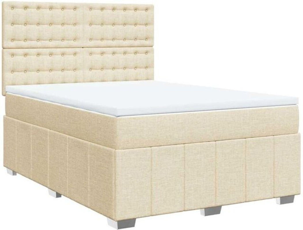 vidaxl Boxspringbett mit Matratze in Beige aus Stoff, B/T/H: 140 x 190 cm - Bild 1