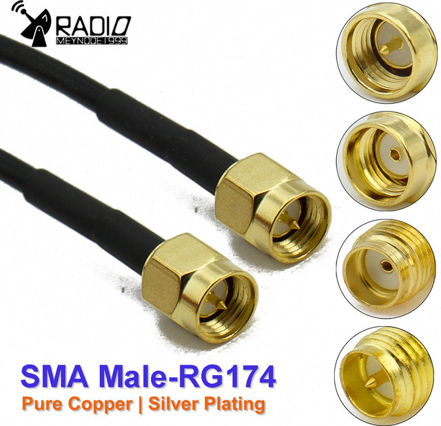 MEYNOOE RG174 SMA auf SMA Kabel Verlängerung Jumper Pigtail Adapterkabel in Schwarz für WIFI 3G 4G GSM Antennen - Bild 1