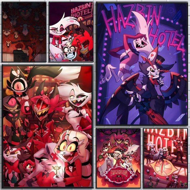 Selbstklebendes Hazbin Hotel Poster aus Papier in Mehrfarbig für deine Wandgestaltung - Bild 1