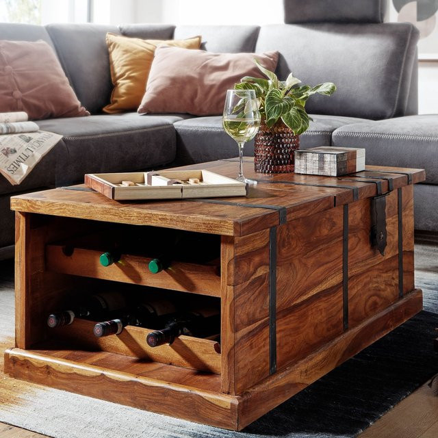 FineBuy Couchtisch aus Sheesham Massivholz als Truhe mit Stauraum, braun, B/T/H: 100 x 60 x 40 cm - Bild 1