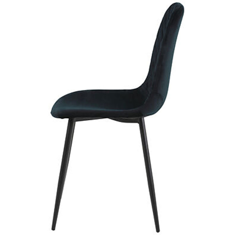 2er Set Stühle Hela in Schwarz mit Samtvelour und Rautensteppung im Retro-Look, B/H/T: 44 x 89 x 53,5 cm - Bild 3