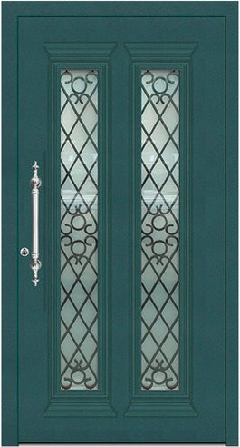 KNOCK Aluminium-Haustür Marte in Moosgrün mit Glaseinsatz und Widerstandsklasse RC2, Höhe: 210 cm, Breite: 90 cm, Tiefe: 110 cm - Bild 1