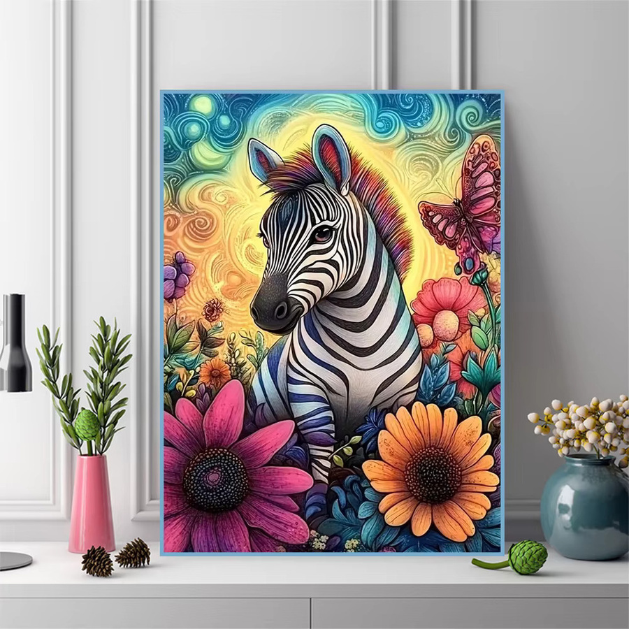 Momoart DIY Diamant-Stickerei Zebra-Tier-Mosaik-Set für Erwachsene in Multicolour, B/H: 20 x 30 cm - Bild 3