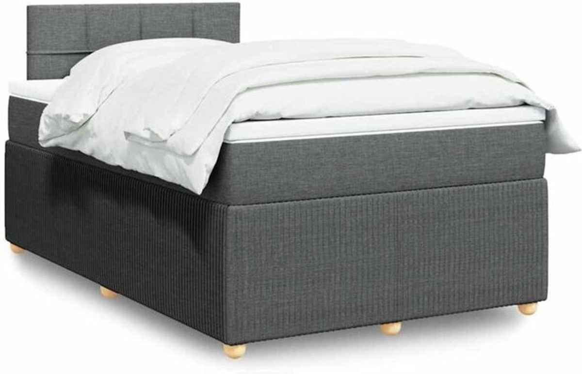 vidaxl Boxspringbett mit Matratze in Dunkelgrau aus Stoff, B/T/H: 200 x 120 x 100,5 cm - Bild 1
