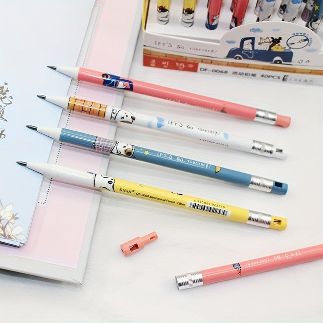 MROOFUL 12er Set Mechanische Bleistifte mit Tier-Design Katze und Hund, 2,0 mm Automatische Bleistifte in Mehrfarbig für Schule und Büro - Bild 1