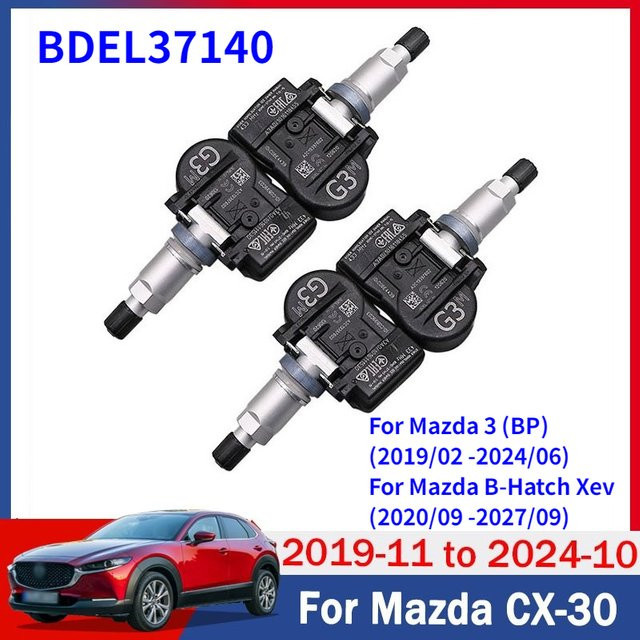 GANGLE Reifendruckkontrollsystem Sensor Set BDEL-37-140 TPMS 4er Pack für Mazda CX-30 3 (BP) B-Hatch Xev, 433MHz, Schwarz - Bild 1