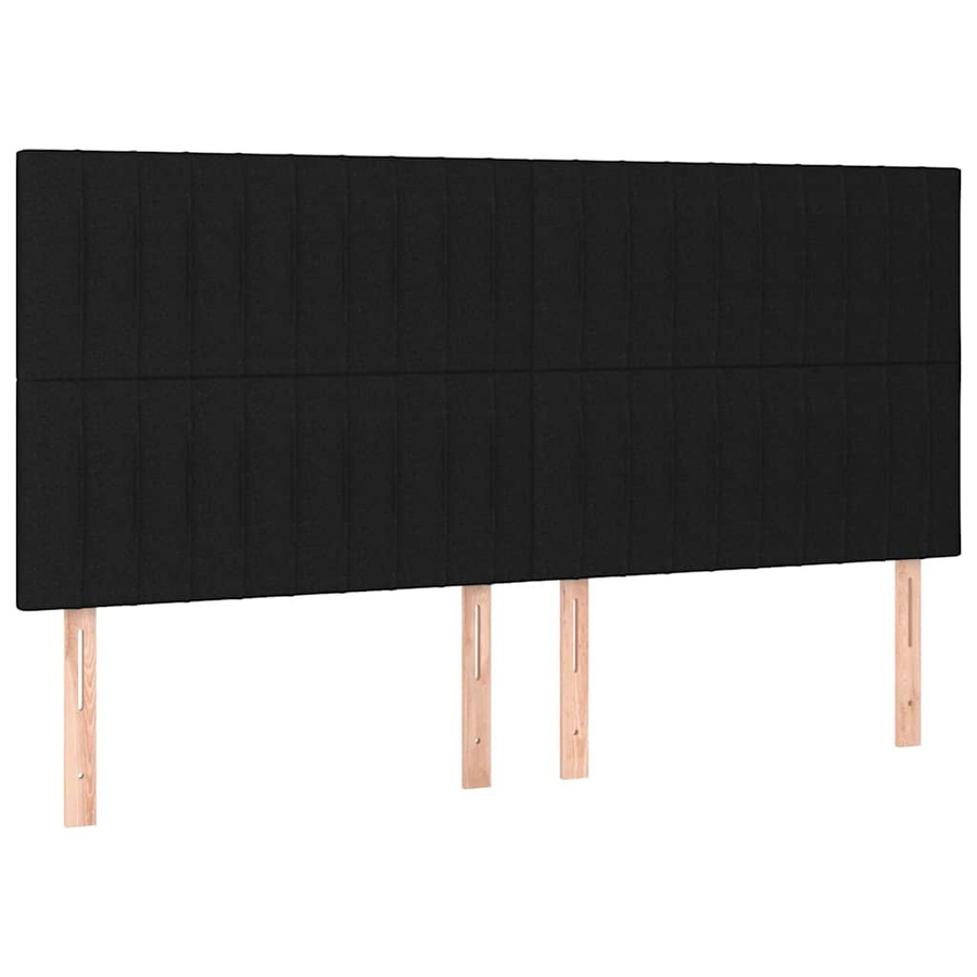 vidaXL Bettgestell mit Kopfteil in Schwarz aus Stoff und Sperrholz, B/T/H: 200 x 200 x 118 cm - Bild 5